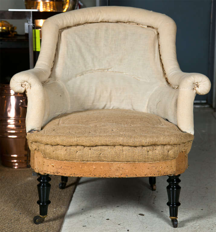 Wonderful Pair of French Wide Seated Chairs - on Turned Vlade Front Legs with Castors  #028-48 a/b

back height from floor: 33