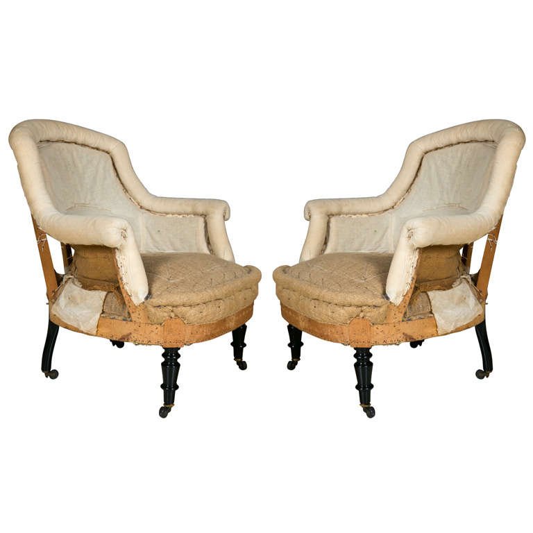 Wonderful Pair of French Wide Seated Chairs