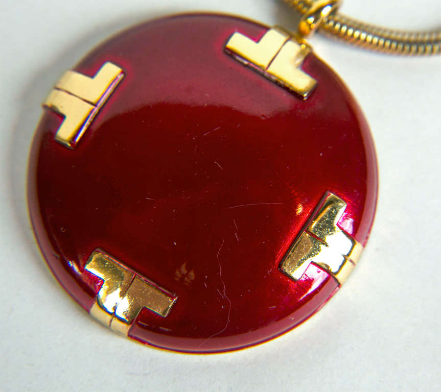 Lanvin 'JL' logo enamel and gold necklace presented by funkyfinders 1