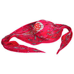 Hermes Raspberry "Les Cles" Pleated Silk Scarf*