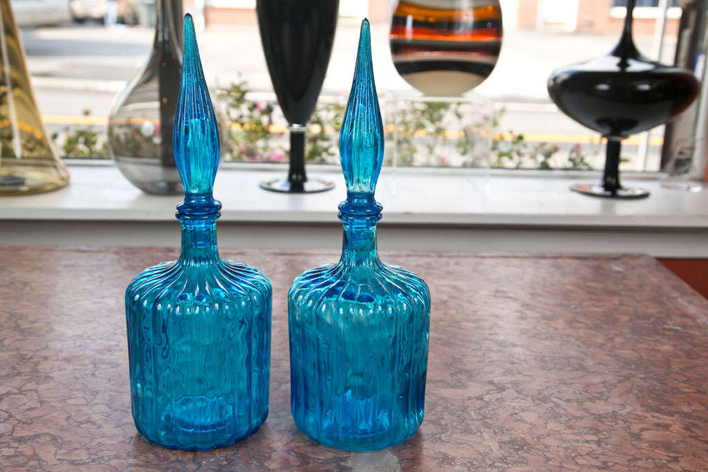 A Pair of Vintage Hand-Blown Glass Decanters 2