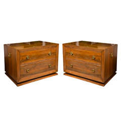 A Pair of Mid Century Campaign Style Bedside Chests