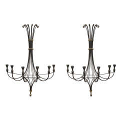Pair of Majestic Wrought Iron Sconces