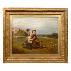 Painting of Dog and Children in Landscape 10