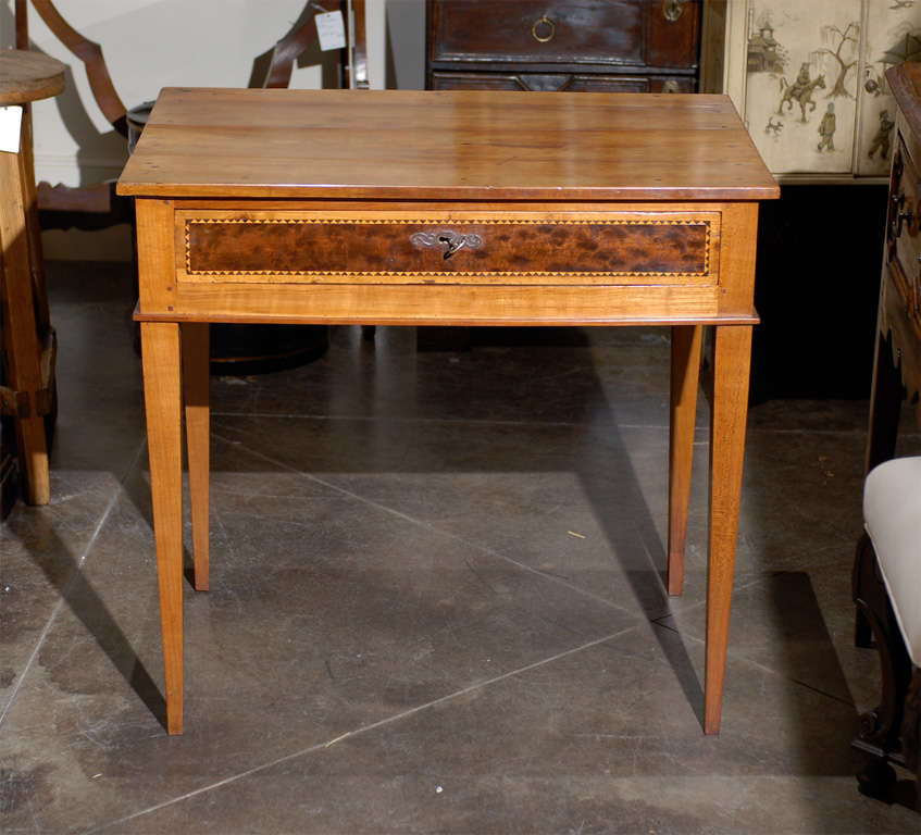 French Cherry table with Oak and Chestnut details, from the Normandy region.