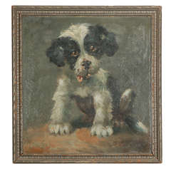 Antique Original Puppy Oil By Thomas Dalton Beaumont