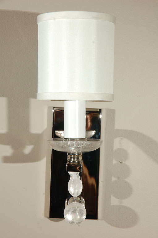Modern Glass Ball Sconce with Rock Crystal For Sale