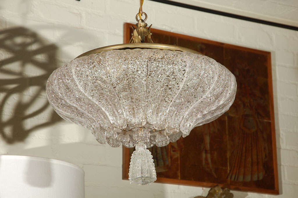 Exceptional Barovier chandelier with unusual brass armature.