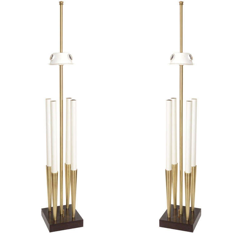 Pair of Parzinger Style Brass Candelabra Lamps by Stiffel