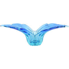 Blue Ombre Gored Glass Centerpiece by Barovier