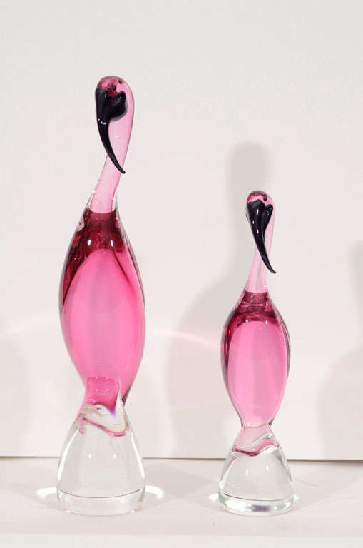 Glass Pair of Pink Flamingos by Seguso