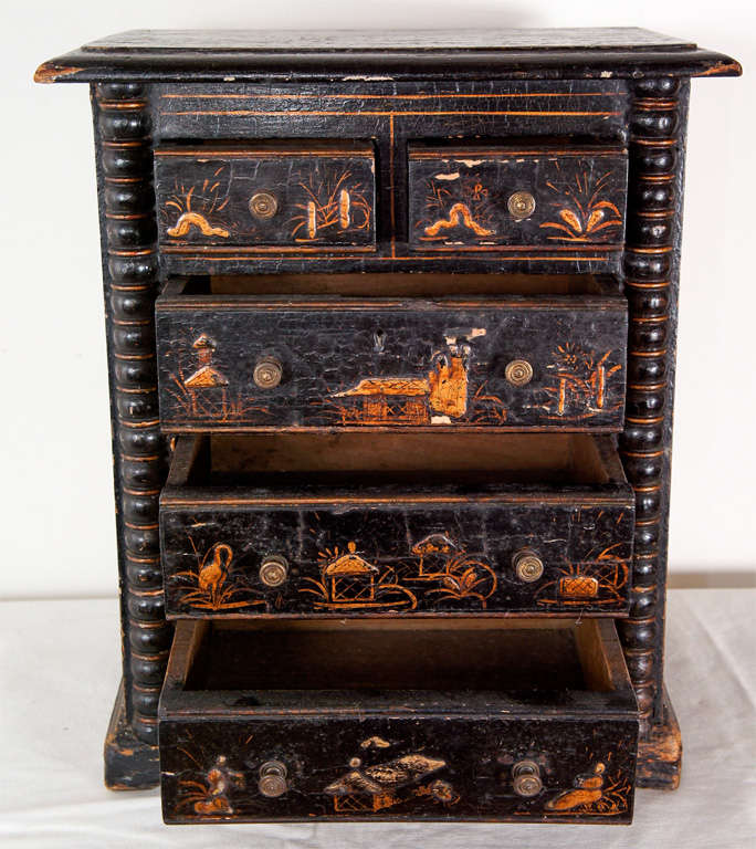 Black and Gold Lacquer Collector's Cabinet