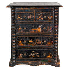Black and Gold Lacquer Collector's Cabinet