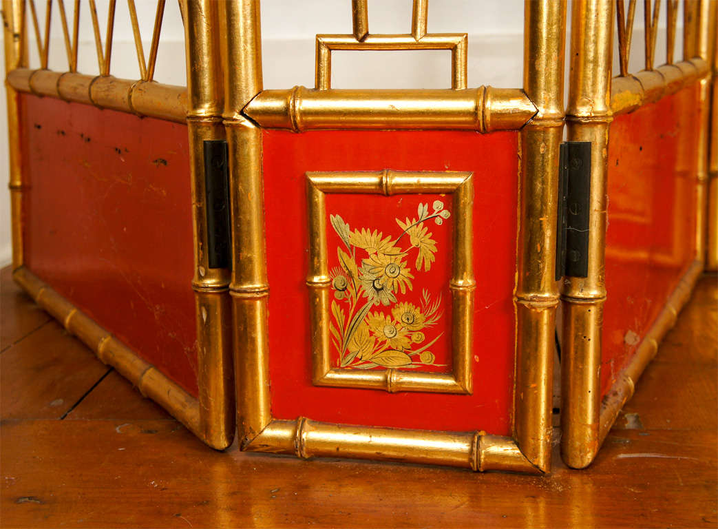 19th Century Giltwood and Lacquer Screen For Sale