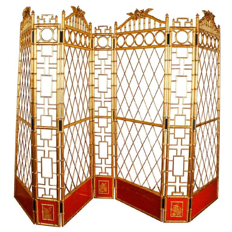 Giltwood and Lacquer Screen For Sale