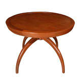 Retro Spider side table in light walnut finish with pullout coasters