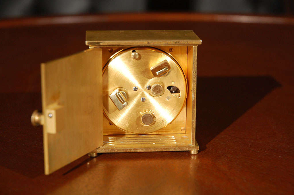 Swiss Hermes two door table/desk  clock, brass , enamel