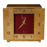 Hermes two door table/desk  clock, brass , enamel