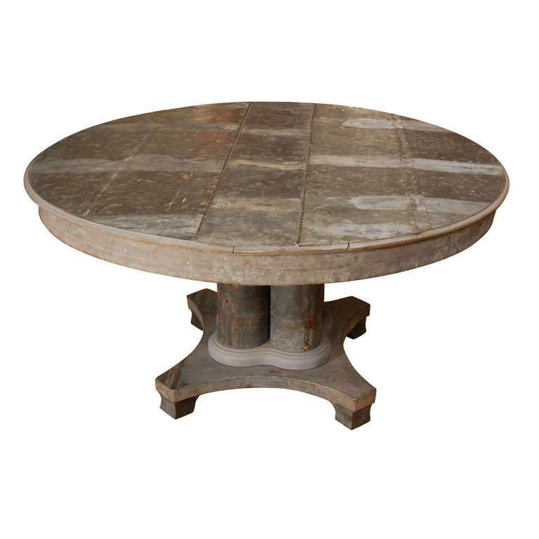 Unsual Zinc pedestal table
