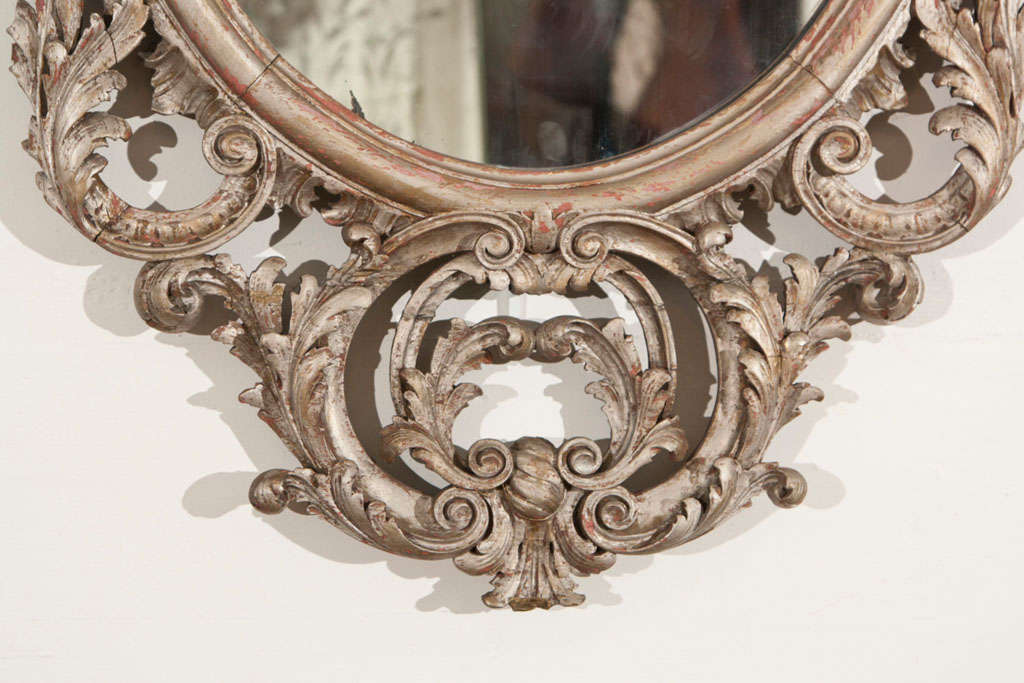 19th Century A Rococo Style Silver Gilt Wall Mirror
