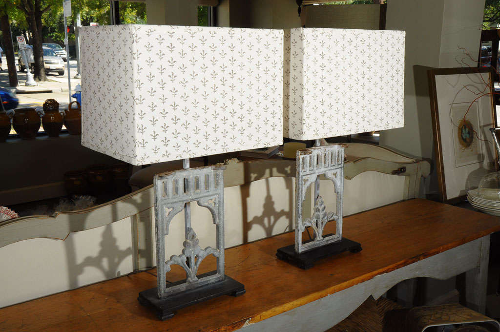 Painted Iron Table Lamps with custom shades
