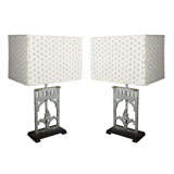 Painted Iron Table Lamps with custom shades