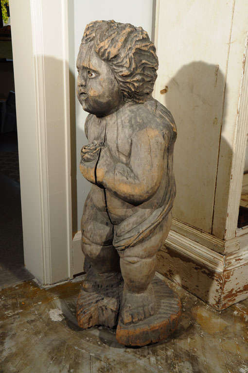 19th Century Spanish Colonial Carved Putto For Sale