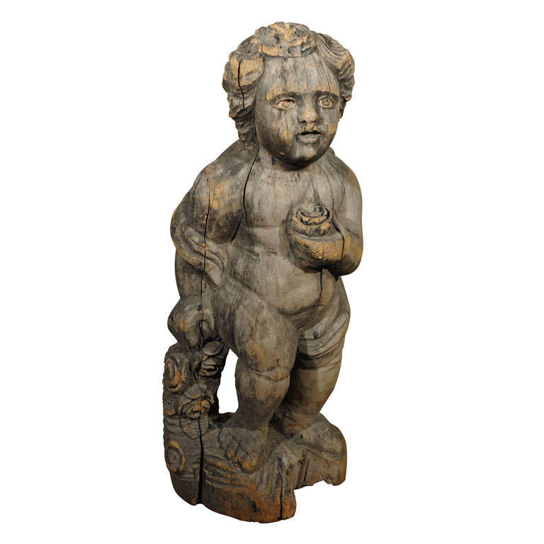 Spanish Colonial Carved Putto For Sale