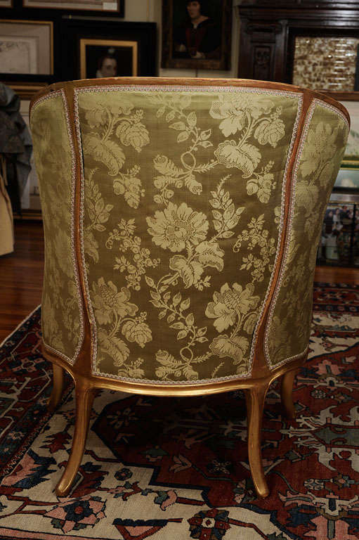 A Pair Of Louis XV Silk Upholstered Giltwood Bergeres For Sale 3