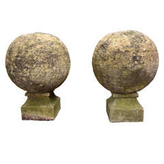 Antique Carved Stone Ball Finials