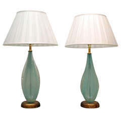 A Beautiful Pair of Murano Glass Lamps