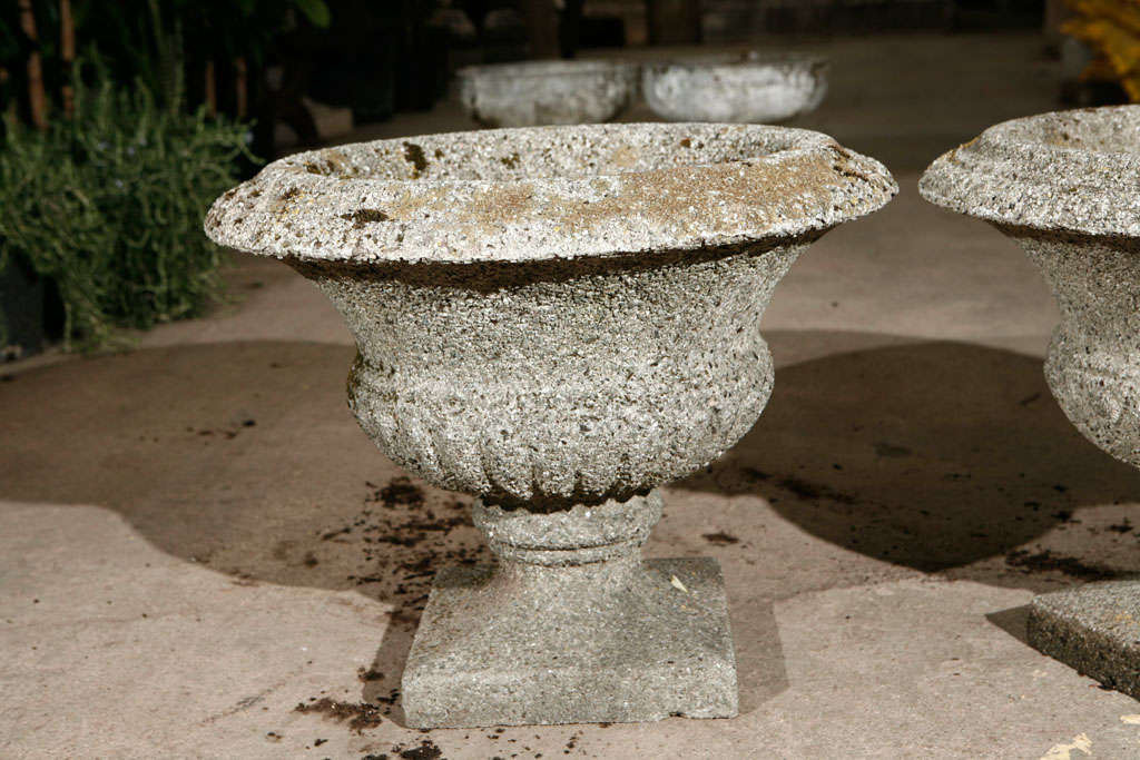 American Pair of  Round Composition Urns
