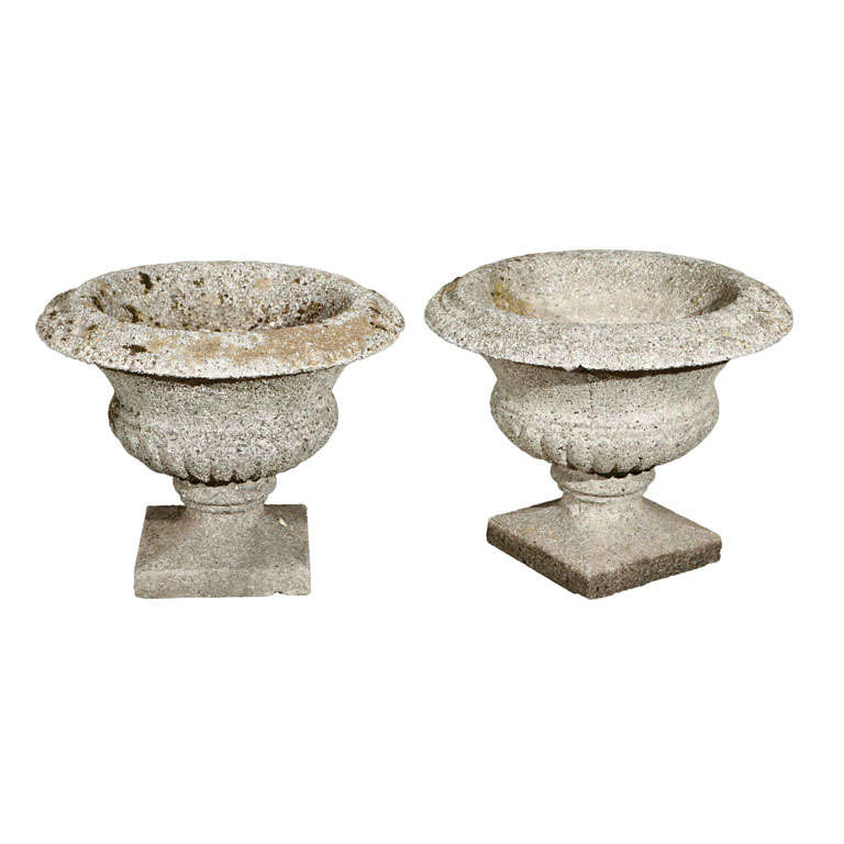 Pair of  Round Composition Urns