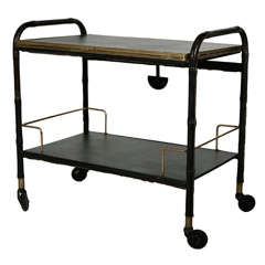 Jacques Adnet Leather Bar Cart