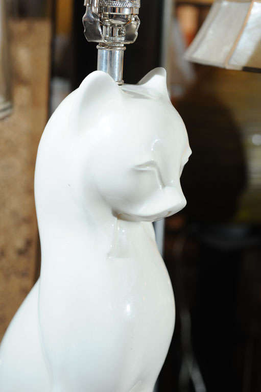 Art Deco Chinese Porcelain Cat Lamp 3