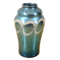 Tiffany Studios Decorated Blue Vase