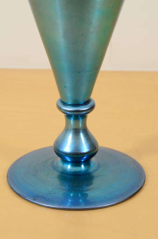 Steuben Carder Decorated Blue Vase