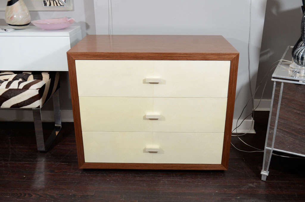 Custom Parchment Dresser with Walnut Wood Frame 1