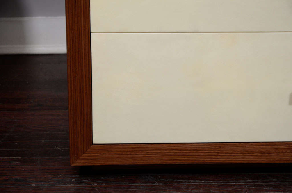 Modern Custom Parchment Dresser with Walnut Wood Frame