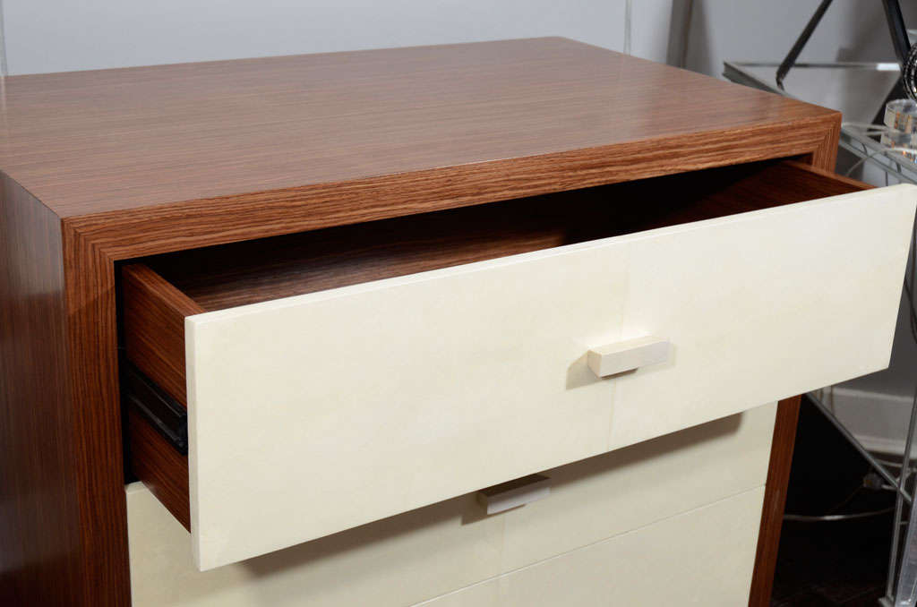 Custom Parchment Dresser with Walnut Wood Frame In New Condition In New York, NY