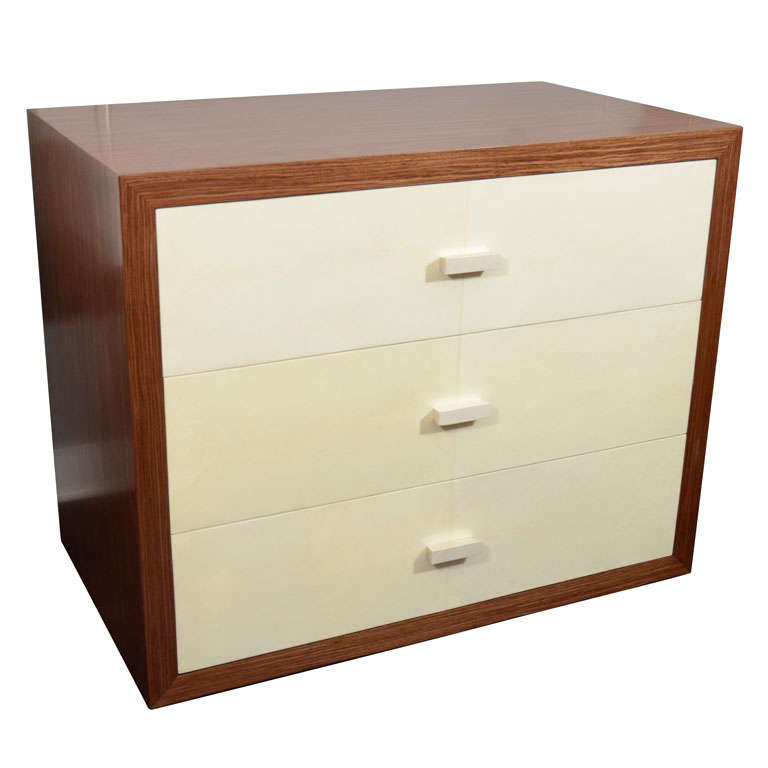 Custom Parchment Dresser with Walnut Wood Frame