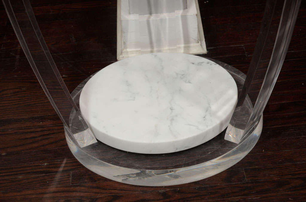 Contemporary Pair of Custom Lucite and Marble Side Tables