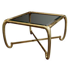 Bronze Side Table with Curvaceous Sculpted Legs