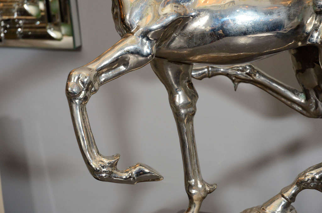 20th Century Polished Nickel Plated Horse Sculpture