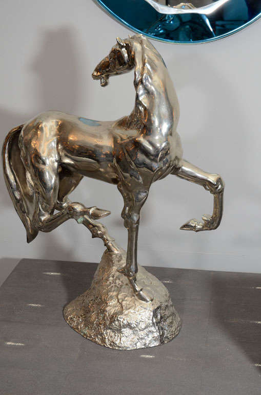 Polished Nickel Plated Horse Sculpture 2