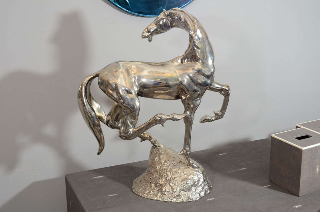 Polished Nickel Plated Horse Sculpture 4