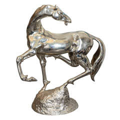 Polished Nickel Plated Horse Sculpture