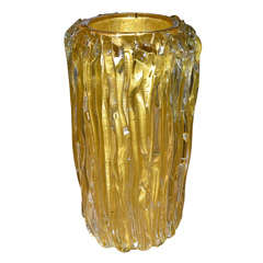 Vase in Gold Murano Glass Signed A.Fabiano