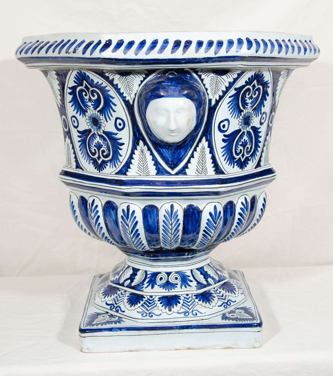 Pair of Large 19th to 20th Century Blue and White Faience Planters