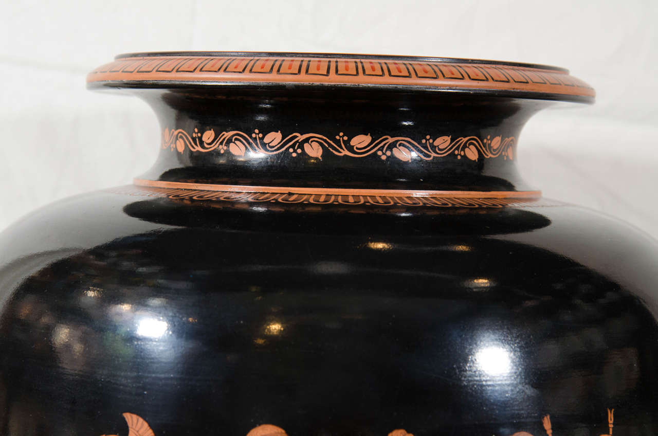Neoclassical Red Figure Vase with Greek Key Pattern 1